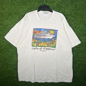 Vintage Carnival‎ Cruise Lines Island Hoppin Shirt Hanes Heavyweight White 2XL